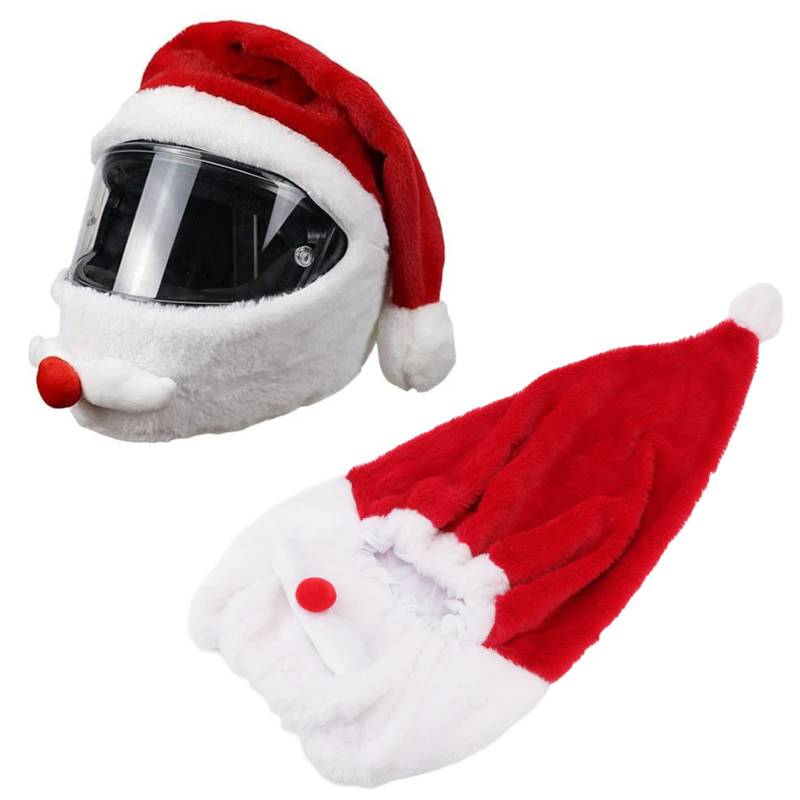 Weihnachtshelm-Plüschbezug für das Ganze Gesicht, Verhindert Schmutzkratzer, Leichtes Design, Weihnachtsdekorationszubehör. Motorradhelm-Überzugsmütze für Festliche Unterhaltung von SUNGOOYUE