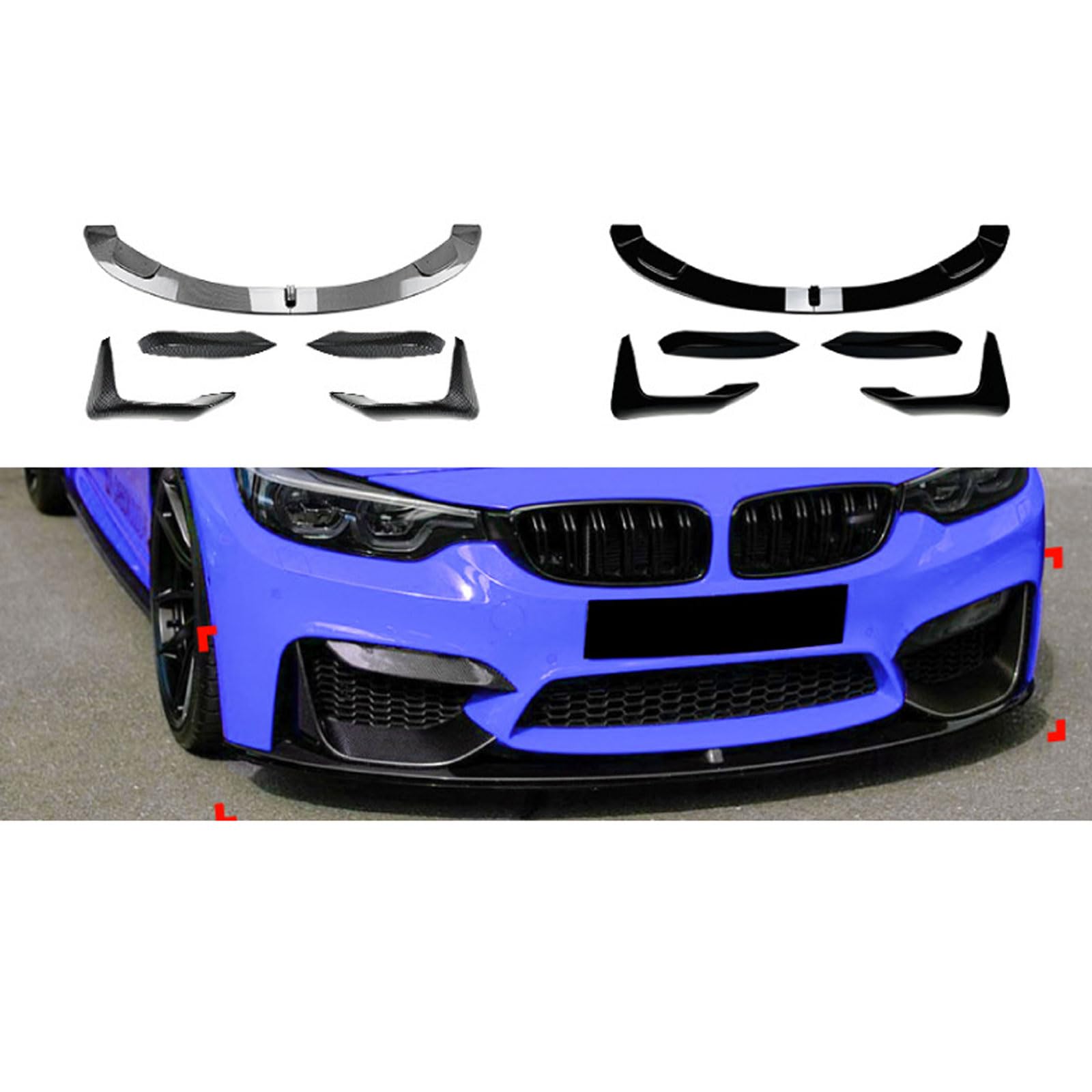 Frontstoßstange Spoilerlippe für BMW 3 Series 4 Series M3 M4 F80 F81 F82 F83 2015 2016 2017 2018 2019 2020 2021 2022, Spoiler Diffusor Front Spoiler Lippe Auto Frontspoiler Frontschürze Auto ZubehöR von SUNJFY