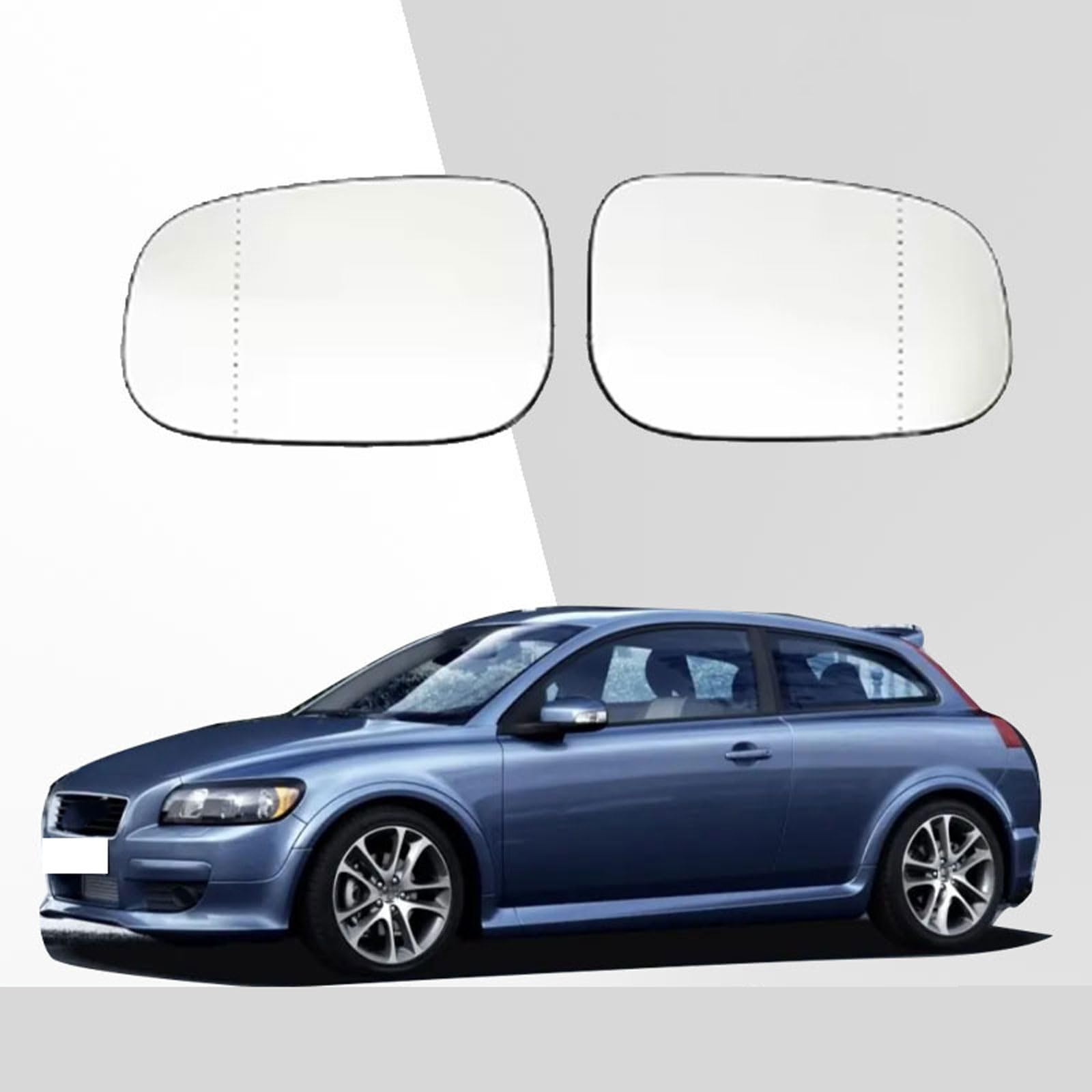 Spiegelglas Ersatz mit Heizfunktion für Volvo C30 S60 C70 V50 2006 2007 2008 2009, UV Schutz Anti-Blausen Leichte Montage Türspiegelglas Außenspiegel, Auto Zubehör, with heating (right) von SUNJFY