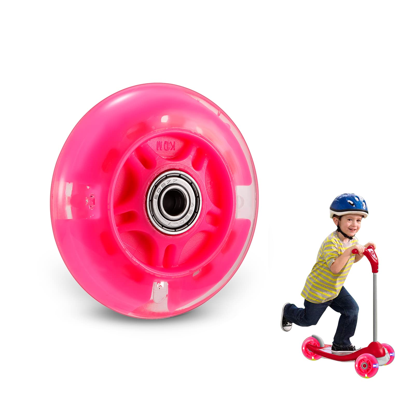 Scooter Ersatzräder, LED Flash Rad 80 mm, Mini Maxi Micro Scooter Skate Räder, blinkende Rollenlichter, hinten, hinten, ABEC-7, 80 mm, für Kinder und Jugendliche, Indoor Outdoor Skaten (1 Stück) von SUNJULY