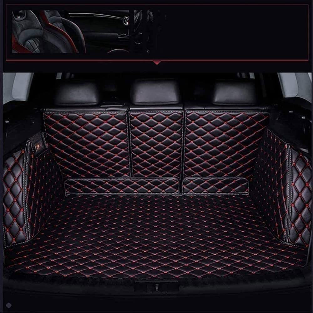 Auto Leder Kofferraumwanne Kofferraummatte für Ford kuga 2019-2023, Antirutschmatte Wasserdicht Kratzfest Kofferraum Schutzmatte,C/Black-red von SUNMY
