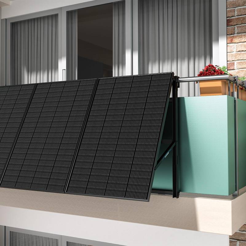 Sunshare Balkon mit Schild Balkonkraftwerk Set Einstellbare Halterung Wechselrichter 800W mit APP&WiFi 5m/10m Kabel (Einstellbare Halterung + 5M AC Kabel, 800W + 4 Halterungen) von SUNSHARE