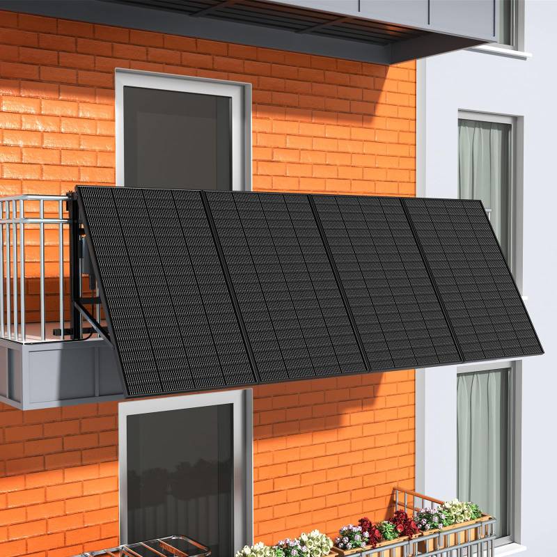 Sunshare Geländer Balkon 800W Balkonkraftwerk Einstellbare Halterung mit 800W Mikro-Wechselrichter und 5m/10m Kabel (Einstellbare Halterung + 5M AC Kabel, 1200W + 6 Halterungen) von SUNSHARE