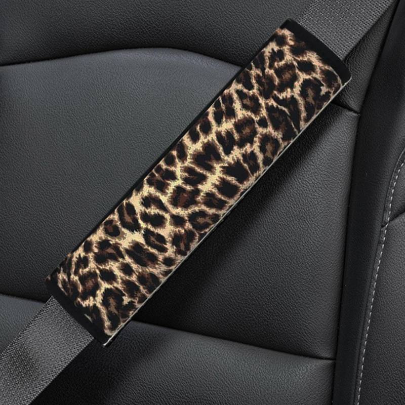 SUNTRADE 2 Stück Auto Sicherheitsgurtabdeckung für Männer Frauen Tier Leopard Druck Universal Lustige Schultergurt Polsterung für Fahrzeug SUV von SUNTRADE