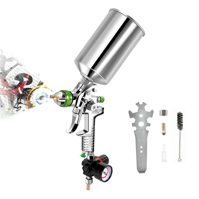 1000ml Air Paint Spritzpistole SUNWAN 2.5MM Düse HVLP Mini Sprayers Airbrush mit Druckregler zum Lackieren von Autos, Wänden, Möbeln, Decks usw. von SUNWAN