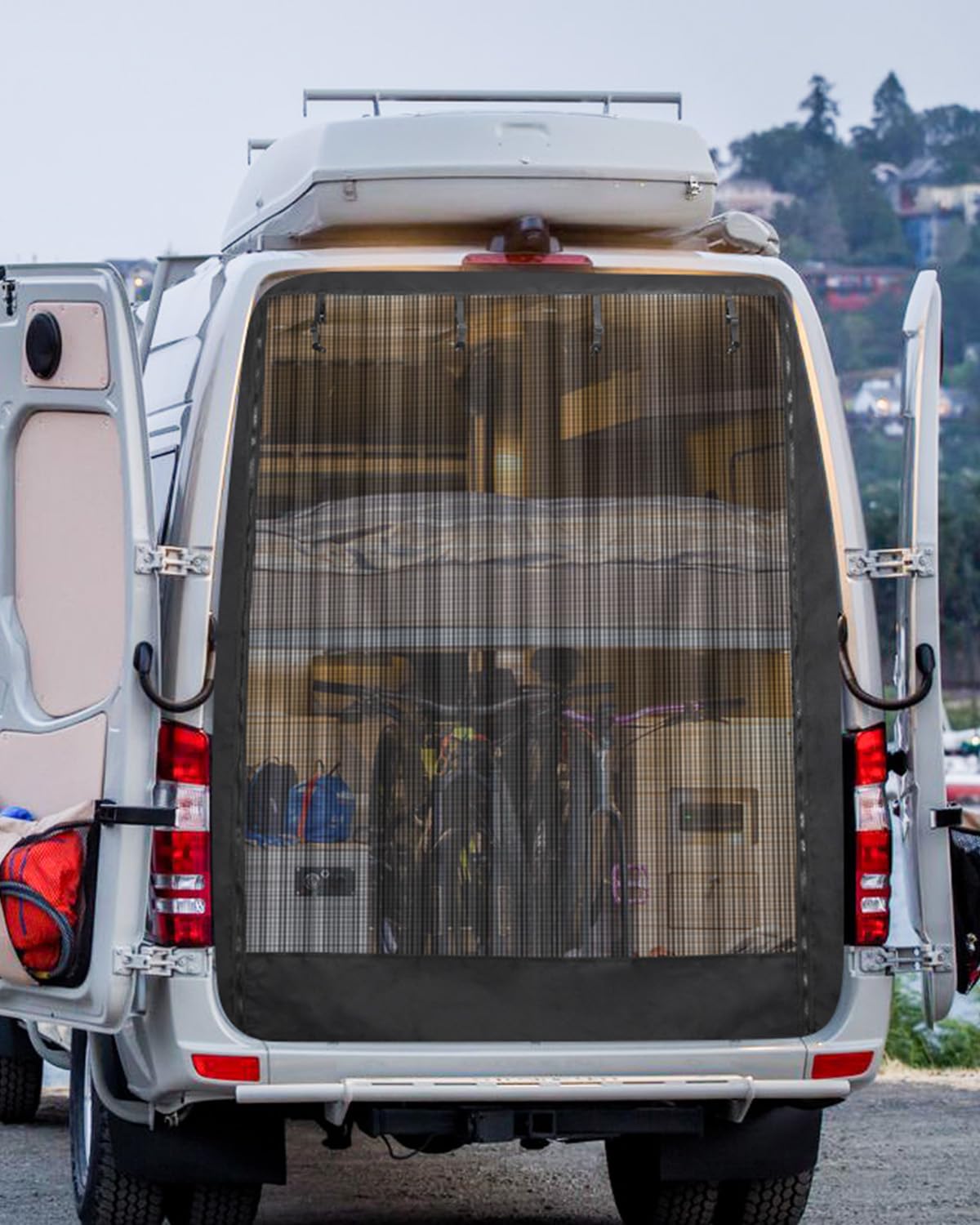 SUPAREE 6'x 5' Moskitonetz Auto Heckklappe Insektenschutz Auto Heckklappe Moskitonetz Wohnmobil Heck Universal mit Klettverschluss und Zweiseitiger Reißverschluss für Van Camping (Schwarzes Netz) von SUPAREE