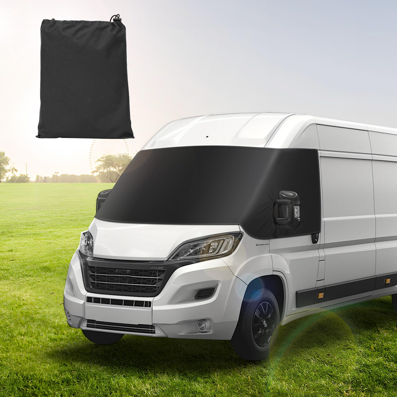 SUPAREE Frontscheibenabdeckung Wohnmobil Frontscheibenabdeckung Ducato Wohnmobil Windschutzscheibenabdeckung F-i-at Ducato für F-iat Ducato UV-Schutz Wasserdicht Heavy Duty 600D Oxford von SUPAREE