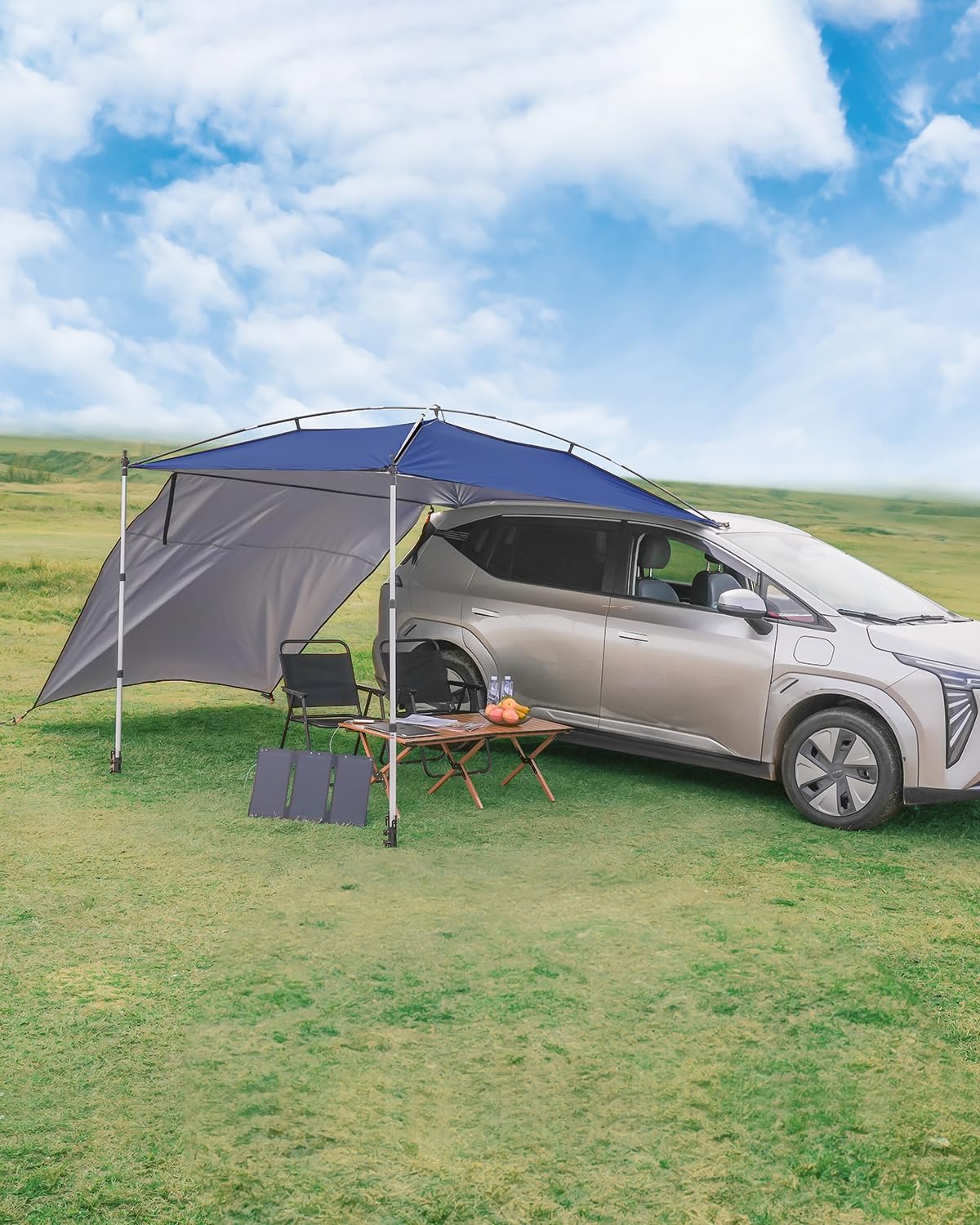 SUPAREE Markise Auto Camping Auto Vorzelt Camping Sonnensegel Wohnwagen Wasserdicht mit Zusätzlicher Abnehmbarer Seitenmarkise 210D Oxford UV-Schutz Wasserdicht für Wohnmobil/SUV/LKW/Van/Wrangler von SUPAREE