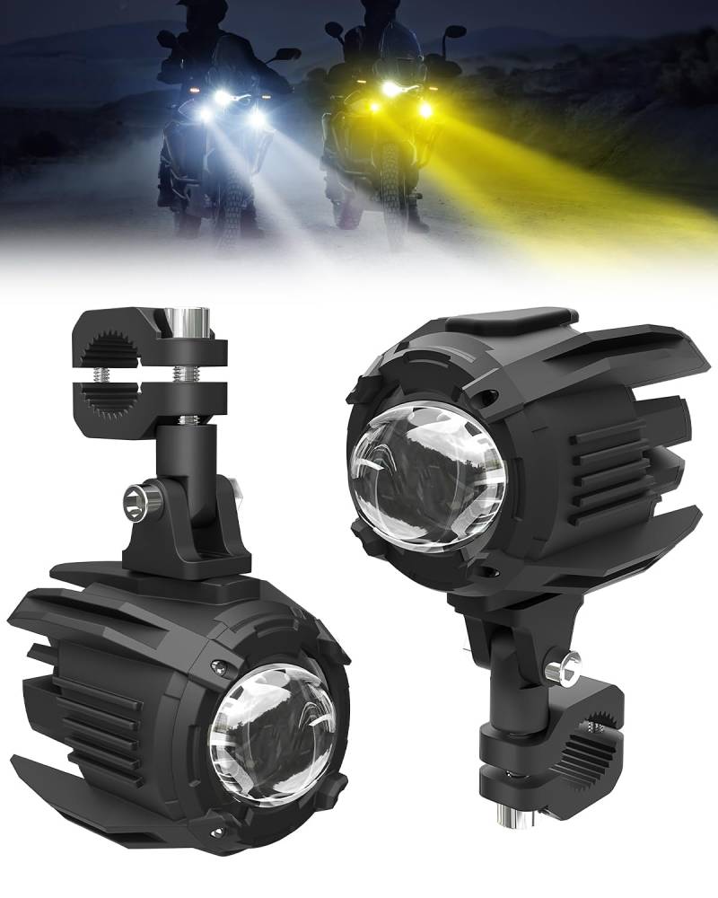 SUPAREE Motorrad LED Nebelscheinwerfer Motorrad LED Zusatzscheinwerfer Zusatzscheinwerfer Motorrad mit Schalter Gelbes/Weißes Licht IP68 9-30V für Motorrad R1200GS F800GS F650 LC ADV 1190 1190R 1290 von SUPAREE