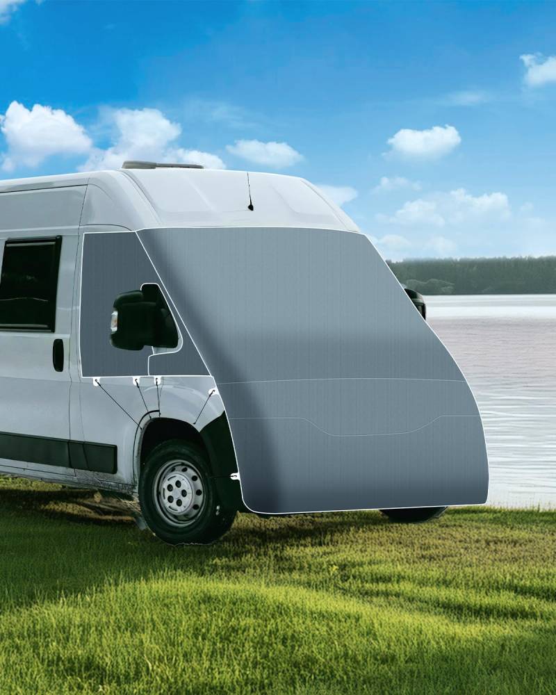 SUPAREE Sonnenschutz Frontscheibe Wohnmobil Frontscheibenabdeckung Ducato Bugschutzplane Wohnmobil für F-iat Ducato Kompletter Frontschutz UV-Schutz von SUPAREE