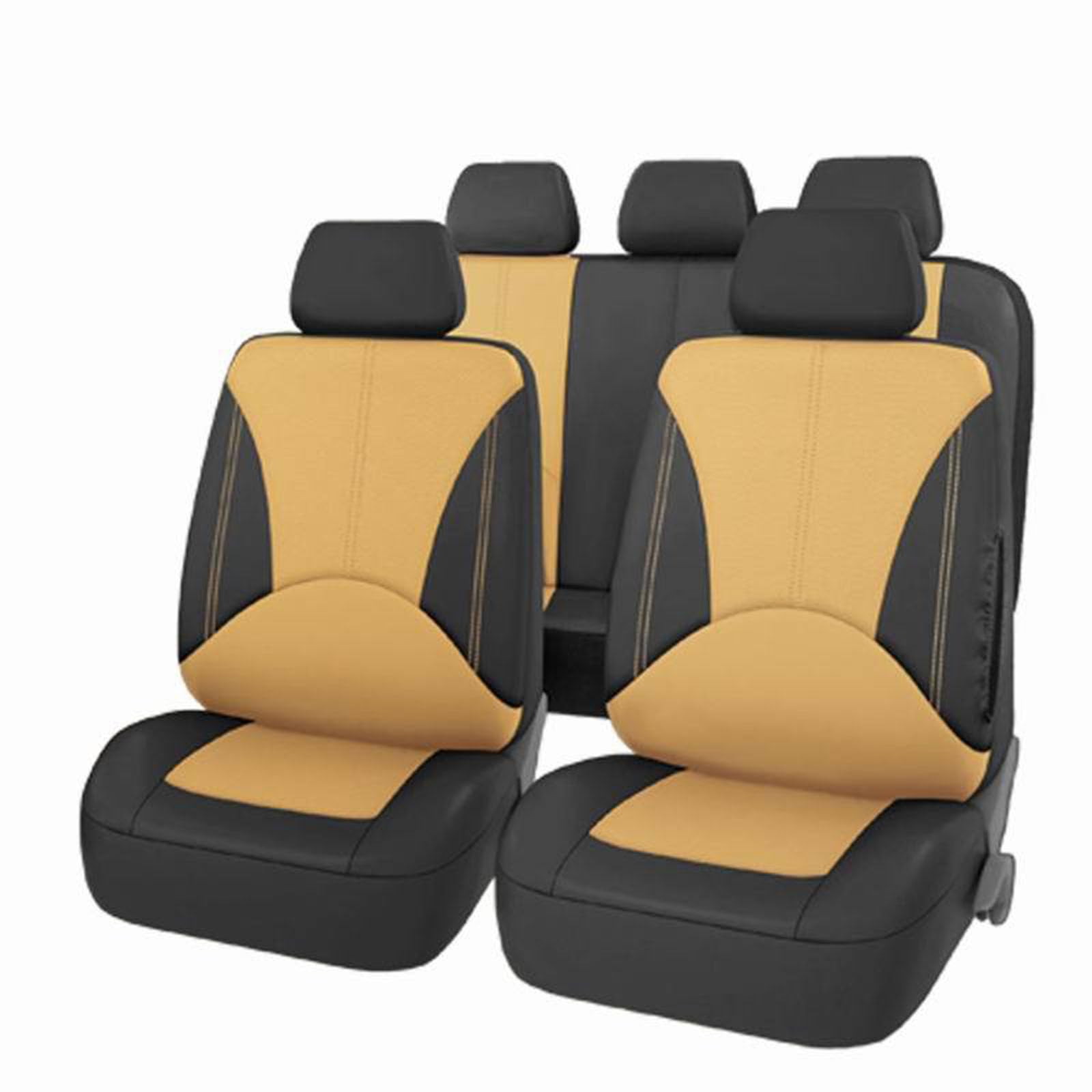 Autositzbezüge Voll Set, Sitzbezüge Voll Set, Auto Seat Protectors 5 Sitze, Auto Seat Covers Fit für die meisten Fahrzeuge,Black with beige von SUPBEI