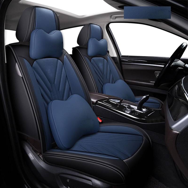 Autositzbezüge Voll Set, mit Speichertasche, Airbag kompatibel, wasserdicht Automotive Seat Cover für Autos Trucks SUV,Black Blue von SUPBEI