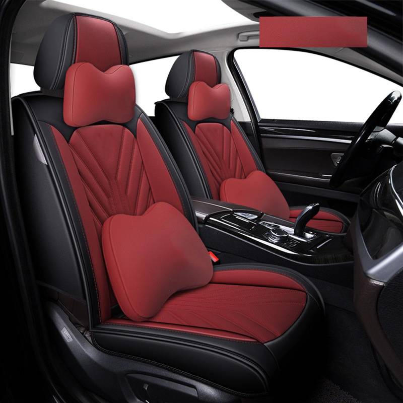 Autositzbezüge Voll Set, mit Speichertasche, Airbag kompatibel, wasserdicht Automotive Seat Cover für Autos Trucks SUV,Black red von SUPBEI