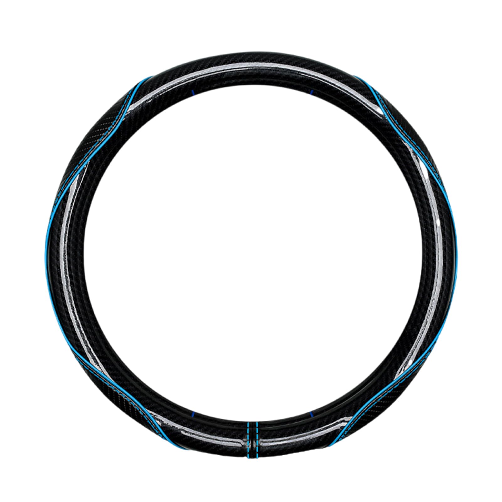 Fahrradabdeckung Carbonfaser und Mikrofaser -Lederlenkradabdeckung für Frauen und Männer 15 -Zoll -Lenkradschutzschutz,Black Blue,O Shaped von SUPBEI