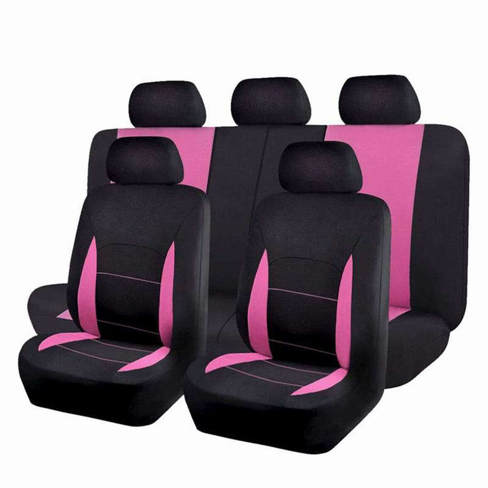 Full Set Licht und Breezy Auto Innenraum Abdeckungen-vorne und hinten Split Bench Beige Sitzbezüge, Universal fit für Autos, LKW und SUVs,Rosa von SUPBEI