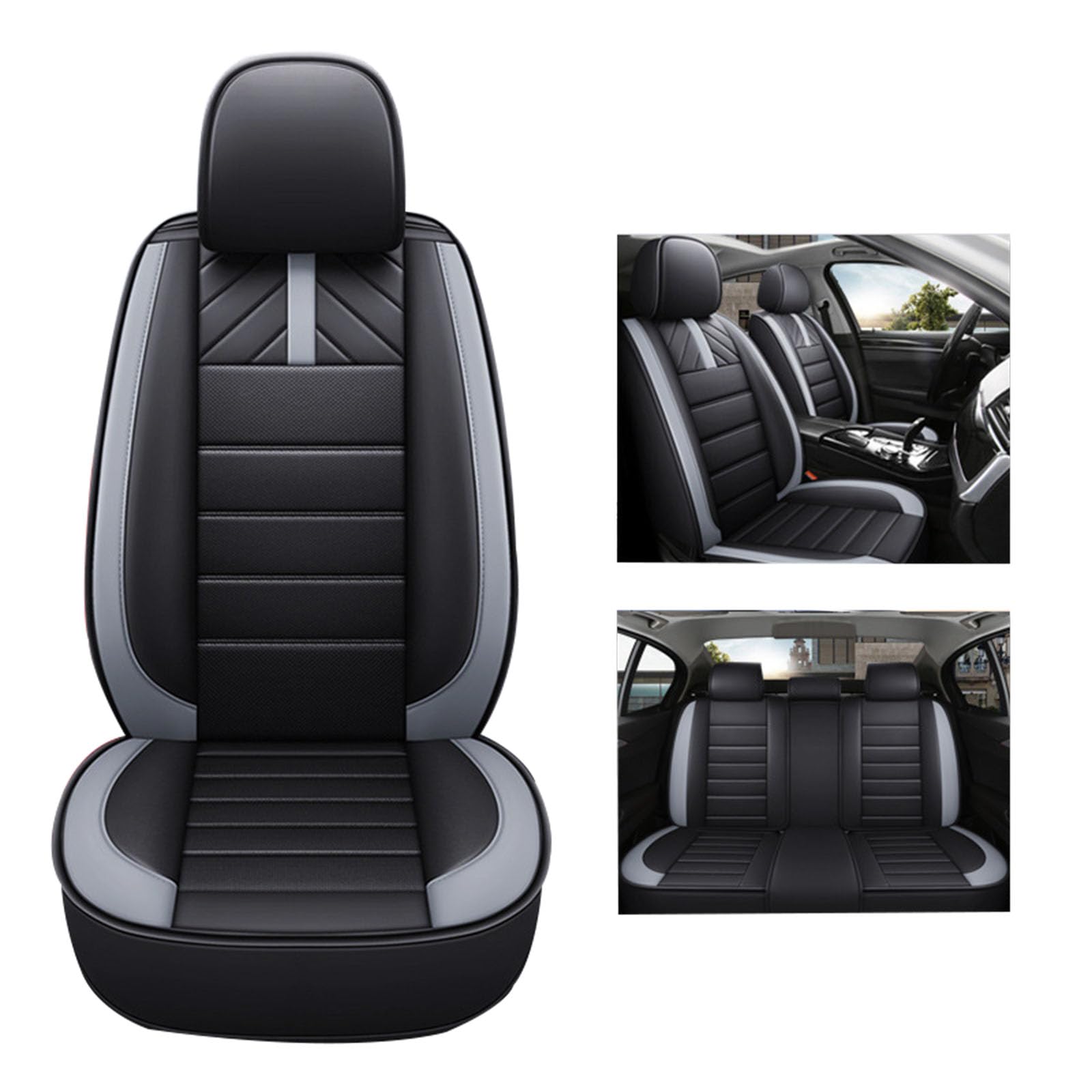 SUPBEI Carseat Sitzschutz, Autositzbezüge Full Set, Auto Seat Covers Vordersitze und Rücken, wasserdichte Autositzabdeckung, Auto Kissen Fit für die meisten Autos,Grau von SUPBEI