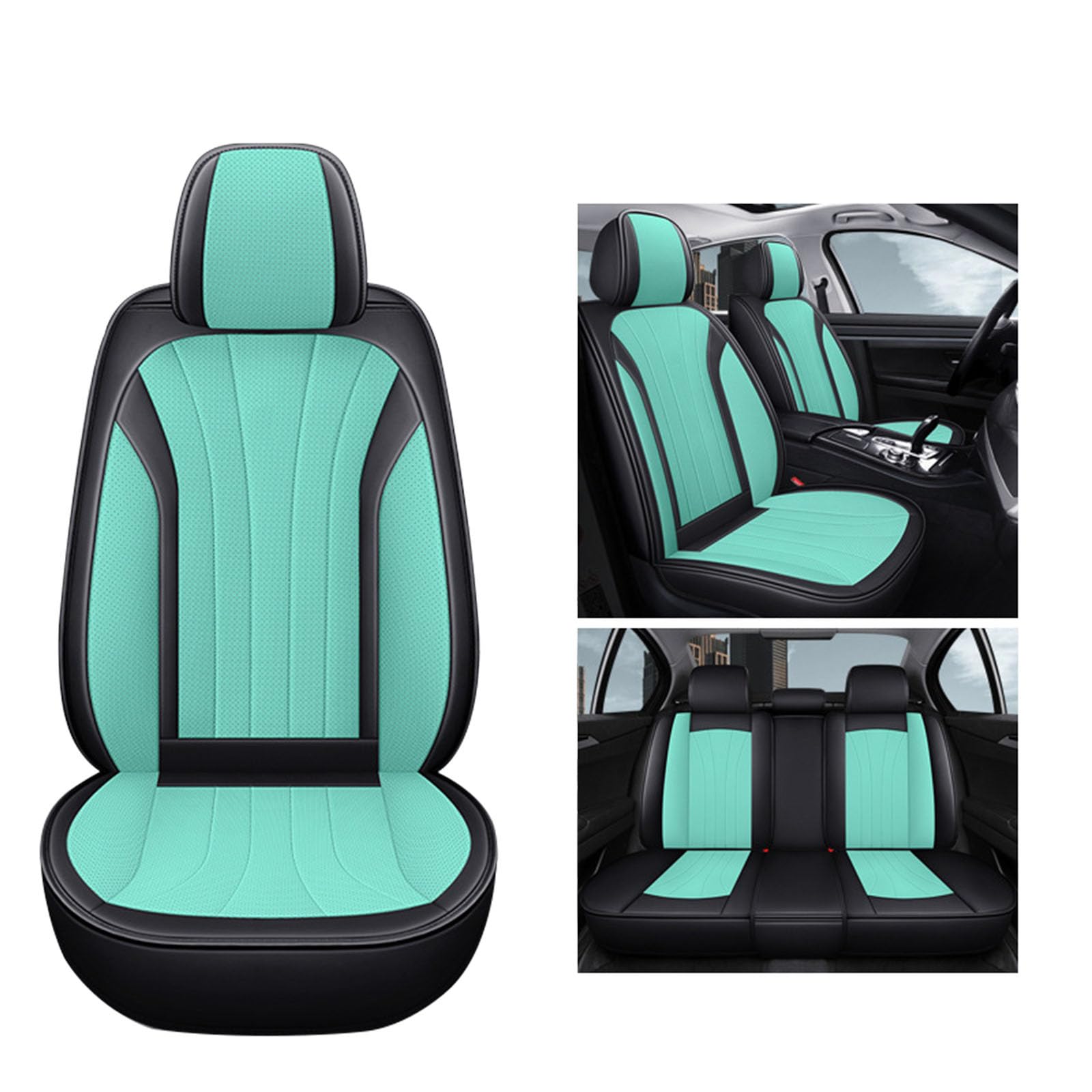 SUPBEI Full Set Universal Sitzbezüge für Autos, atmungsaktive Fabric&Leather Auto Seat Protektoren,wasserdichte Automotive Seat Covers für die meisten Limousinen SUVs Trucks,Grün von SUPBEI