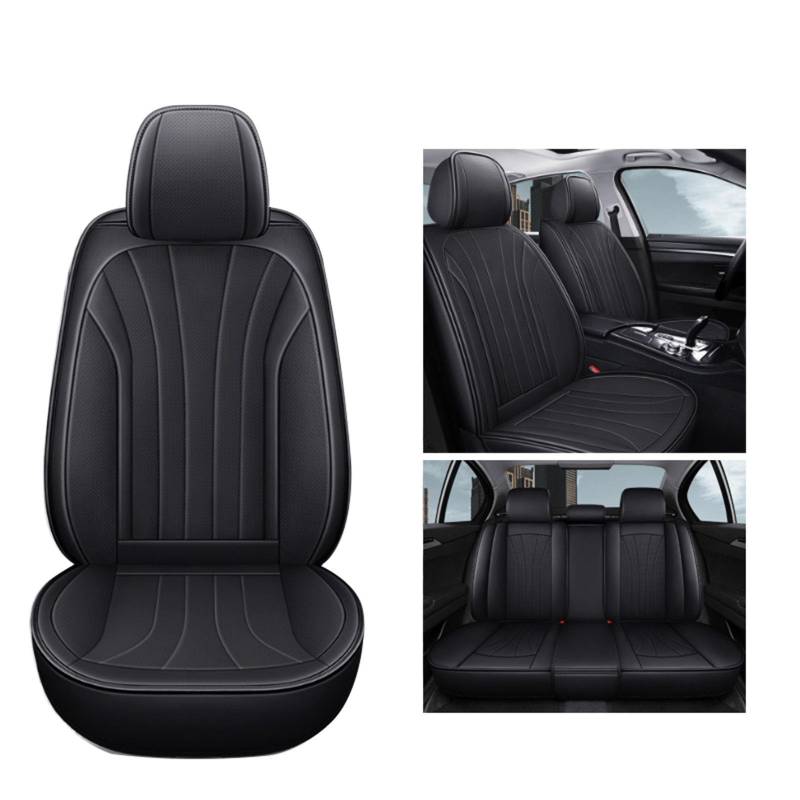 SUPBEI Full Set Universal Sitzbezüge für Autos, atmungsaktive Fabric&Leather Auto Seat Protektoren,wasserdichte Automotive Seat Covers für die meisten Limousinen SUVs Trucks,Schwarz von SUPBEI