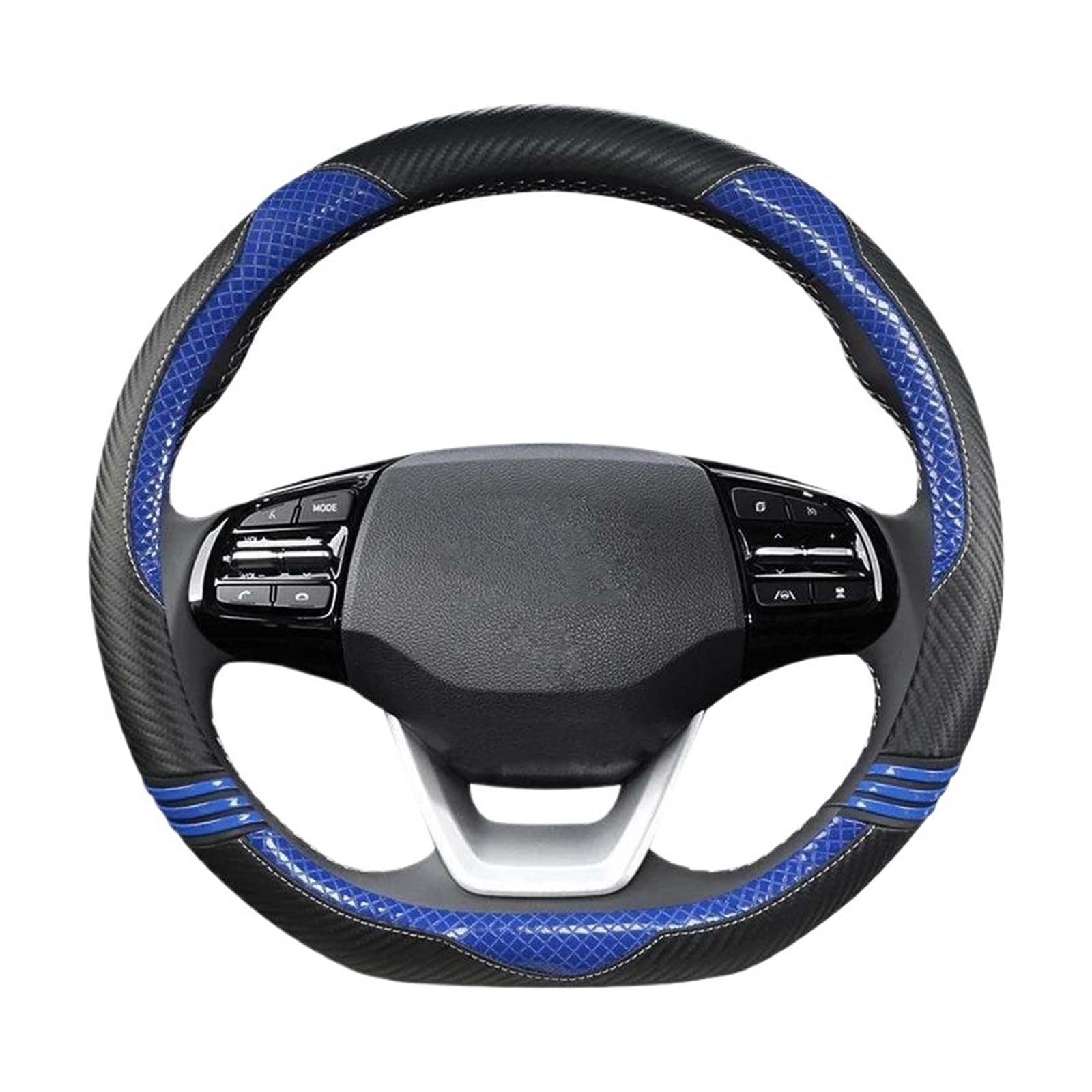 Lenkrad Schutzhülle Abdeckung Für H& Für i&oniq 2016 2017 2018 2019 2020 PU Leder Carbon Fiber D Form Auto Lenkrad Abdeckung Auto Innen Accesorios Lenkrad Bezug(Blue) von SUPER DAFI