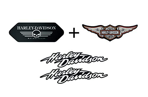 Retrolo-Sticker für Motorradhelm, Harley Davidson, komplettes Set, schwarze Flügel (4 Sticker) von SUPER FABRIQUE