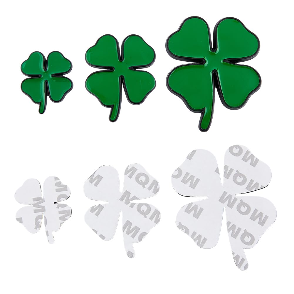 SUPERFINDINGS 3 Sets 3 Größen 3D Metall Auto Vierblättriges Kleeblatt Aufkleber Grün Auto Dekoration St. Patrick's Day Aufkleber Auto Auto Motorrad Logo für Autofenster Laptops Gepäck von SUPERFINDINGS