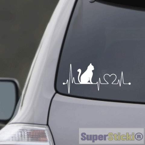 Herzschlag Katze cat Love herz ca 20 cm Tuning Racing Rennsport Renndecal Aufkleber Sticker Decal aus Hochleistungsfolie Aufkleber Autoaufkleber Tuningaufkleber Racingaufkleber Rennaufkleber von SU von SUPERSTICKI