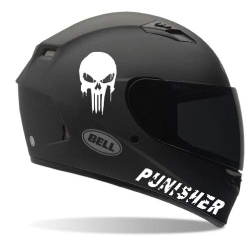 SUPERSTICKI 2X Punisher Helmaufkleber Helm Motorrad Aufkleber Bike Auto Racing Tuning aus Hochleistungsfolie Aufkleber Autoaufkleber Tuningaufkleber Hochleistungsfolie für alle glatten Fläc von okoium