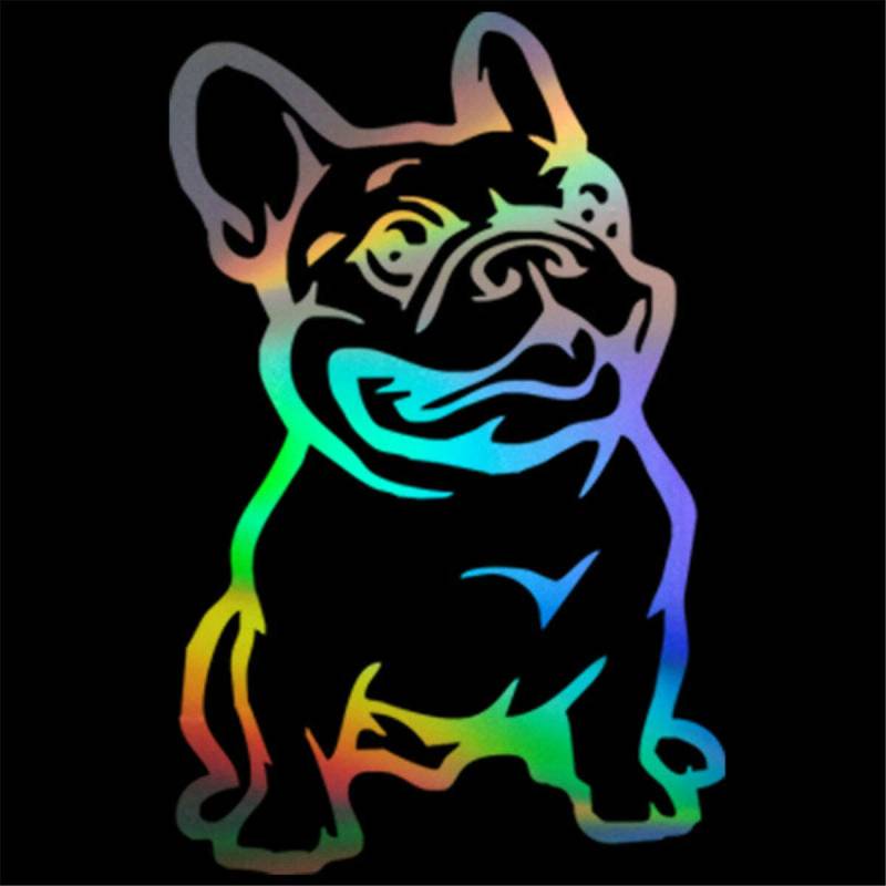 SUPERSTICKI Französische Bulldogge 15 cm Oilslick Aufkleber Hologramm Hologram Folie Aufkleber Autoaufkleber,Wandtattoo Profi-Qualität für Lack,Scheibe,etc.Waschanlagenfest von SUPERSTICKI