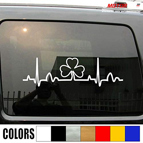 SUPERSTICKI Herzschlag Heartbeat irisches Kleeblatt Irland 25cm Aufkleber,Autoaufkleber,Sticker,Decal,Wandtattoo, aus Hochleistungsfolie,UV&waschanlagenfest, von SUPERSTICKI