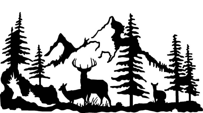 SUPERSTICKI Hirsch Landschaft Wald Berge ca 80 cm Tuning Decal Racing Sport Aufkleber Autoaufkleber Wandtattoo von SUPERSTICKI