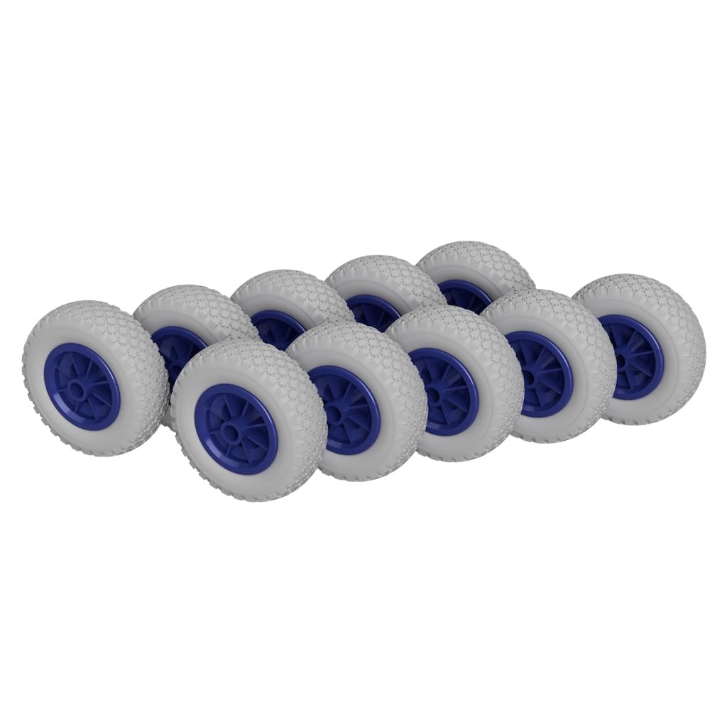 10 x PU Rad Ø 200 mm 2.50-4 Gleitlager Rolle Sliprolle Sliprad PANNENSICHER, grau/blau von SUPROD