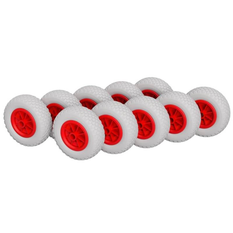 10 x PU Rad Ø 200 mm 2.50-4 Gleitlager Rolle Sliprolle Sliprad PANNENSICHER, grau/rot von SUPROD