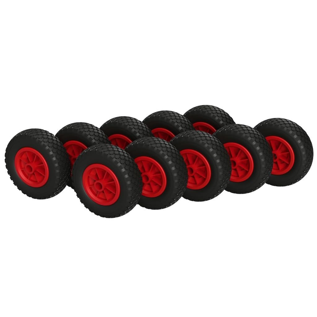 10 x PU Rad Ø 200 mm 2.50-4 Gleitlager Rolle Sliprolle Sliprad PANNENSICHER, schwarz/rot von SUPROD