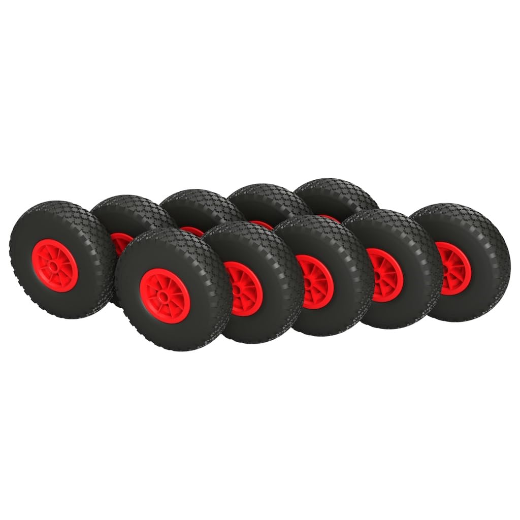 10 x PU Rad Ø 260 mm 3.00-4 Gleitlager Sliprad Sackkarrenrad PANNENSICHER, schwarz/rot von SUPROD