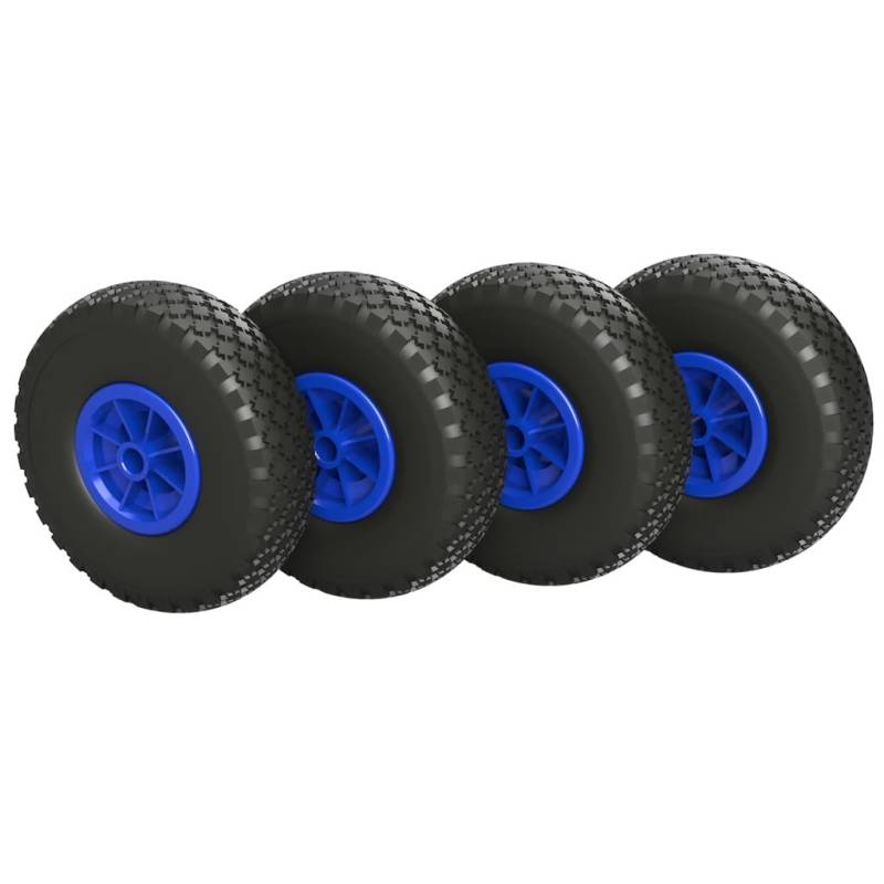 4 x Luftrad Ø 260 mm 3.00-4 Gleitlager Sliprad Sackkarrenrad Bollerwagen, schwarz/blau von SUPROD