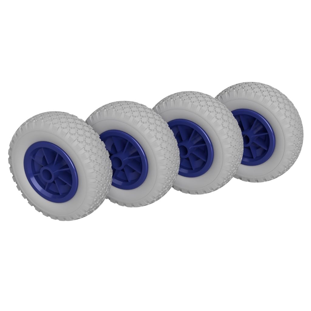 4 x PU Rad Ø 200 mm 2.50-4 Gleitlager Rolle Sliprolle Sliprad PANNENSICHER, grau/blau von SUPROD