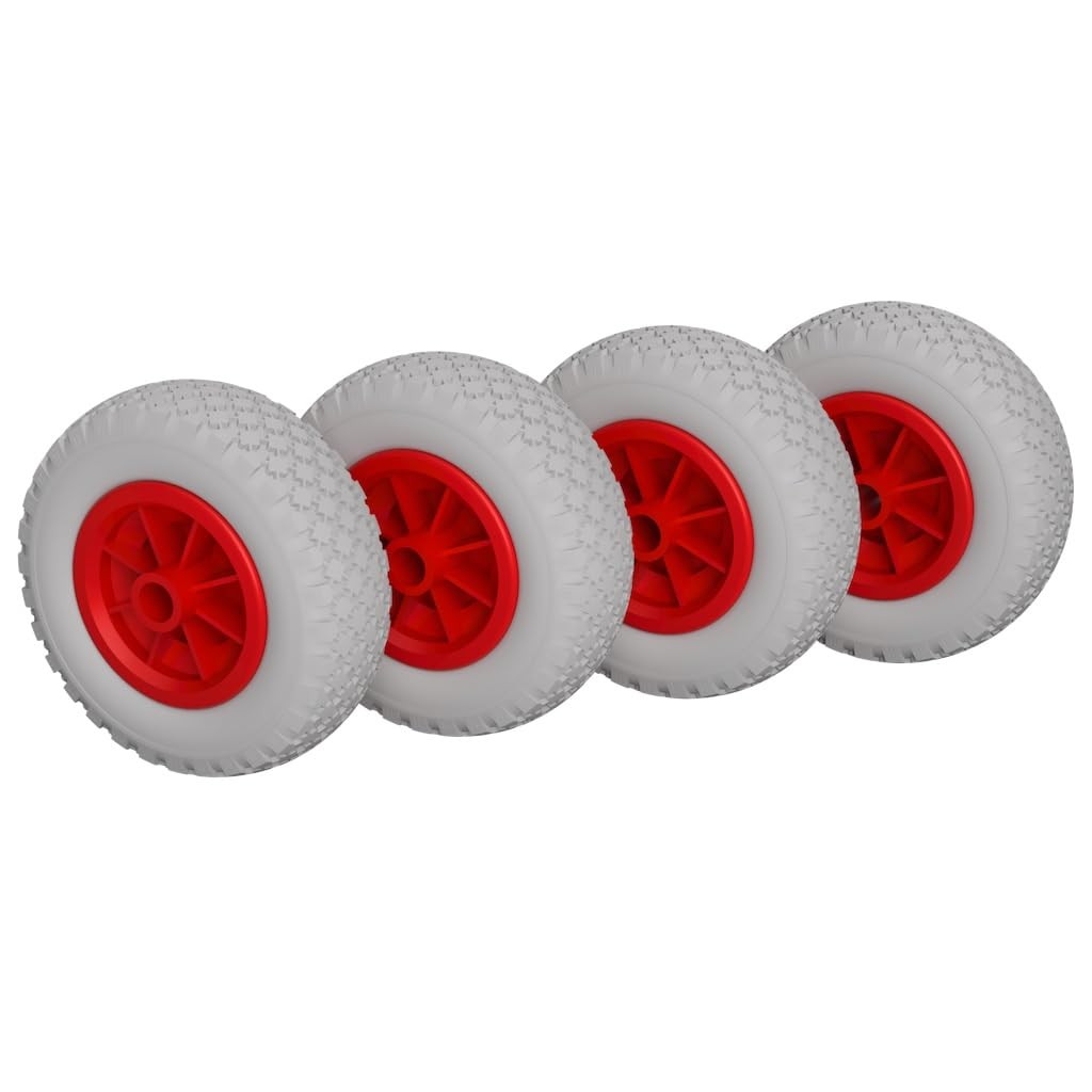 4 x PU Rad Ø 200 mm 2.50-4 Gleitlager Rolle Sliprolle Sliprad PANNENSICHER, grau/rot von SUPROD