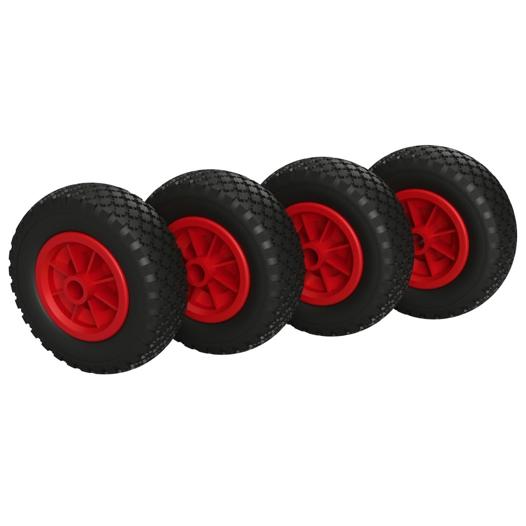 4 x PU Rad Ø 200 mm 2.50-4 Gleitlager Rolle Sliprolle Sliprad PANNENSICHER, schwarz/rot von SUPROD