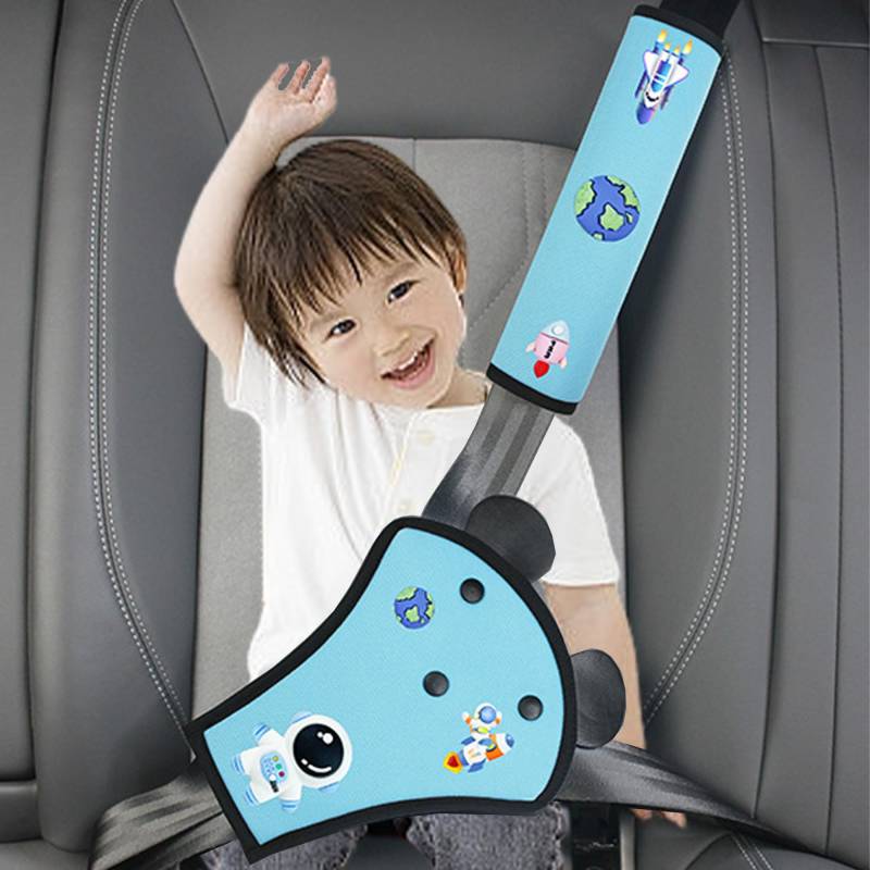 SUQ 2PCS Kinder Auto Gurtpolster, Erdmuster Blau, Gurtpolster für Kinderautositze Auto Sicherheitsgurt Schulterpolster, Auto Gurtkissen Abnehmbar und Waschbar, Kopf und Schulterschutz von SUQ