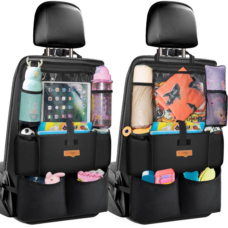 SURDOCA Autositz-Organizer – 4th Generation verbesserter Auto Rücksitz für bis zu 11-Zoll Tablet, 8 Taschen, Kinderspielzeug-Aufbewahrung, wasserdichter Rücksitzschutz für Kinder von SURDOCA