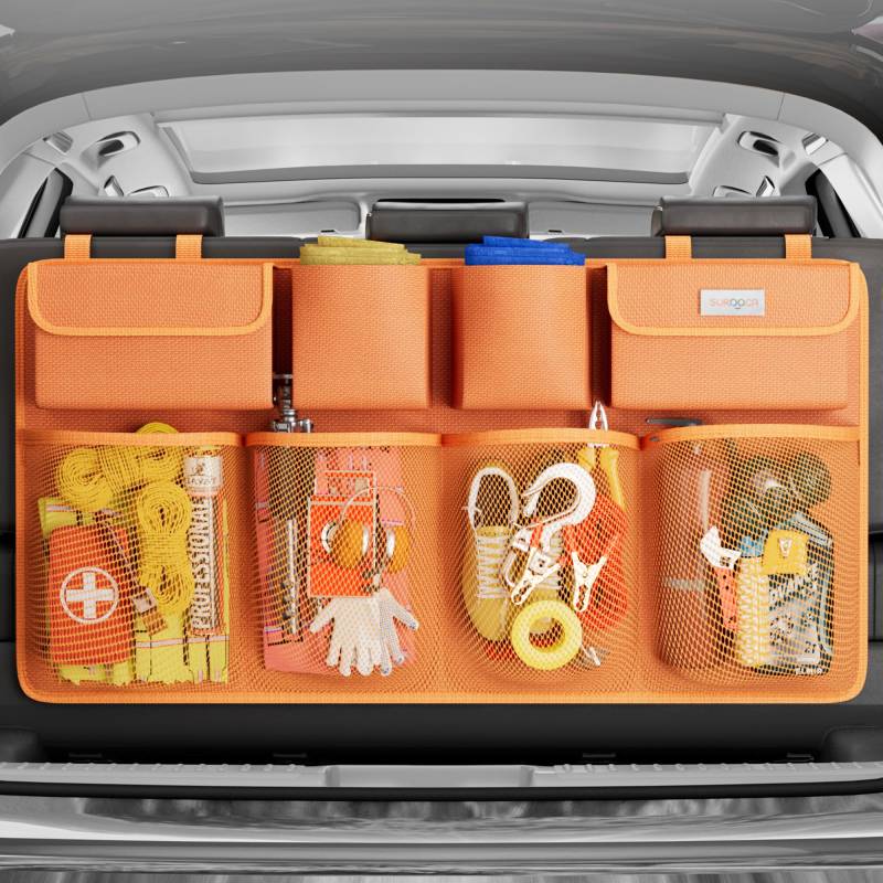 SURDOCA 3rd Gen Kofferraum Organizer, Auto Aufbewahrung mit 8 Große Taschen, Stärker Autobox Kofferraum Klettverschluss, Universal Kofferraumtasche Autotasche von SURDOCA