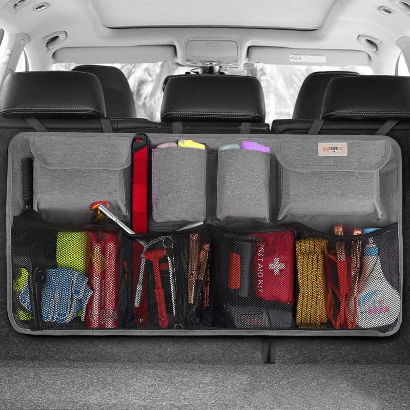 SURDOCA 3rd Gen Kofferraum Organizer, Auto Aufbewahrung mit 8 Große Taschen, Stärker Autobox Kofferraum Klettverschluss, Universal Kofferraumtasche Autotasche von SURDOCA