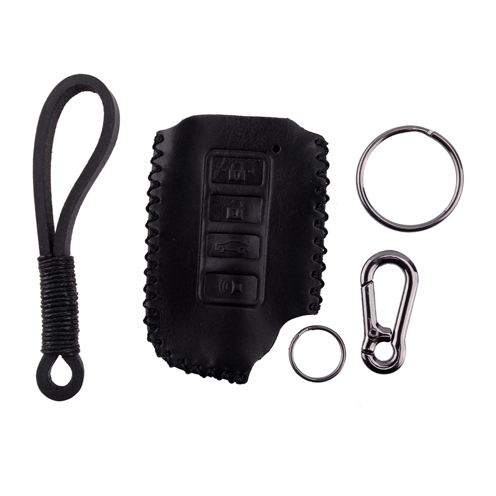 SUSQVHVCK 4 Knöpfe Auto Leder Remote Key FOB Shell Case Tasche Halter & Kette Schwarz/Braun Kompatibel for Lexus Ist GS RX ES NX LS RC LX Schlüsseletui(schwarz) von SUSQVHVCK