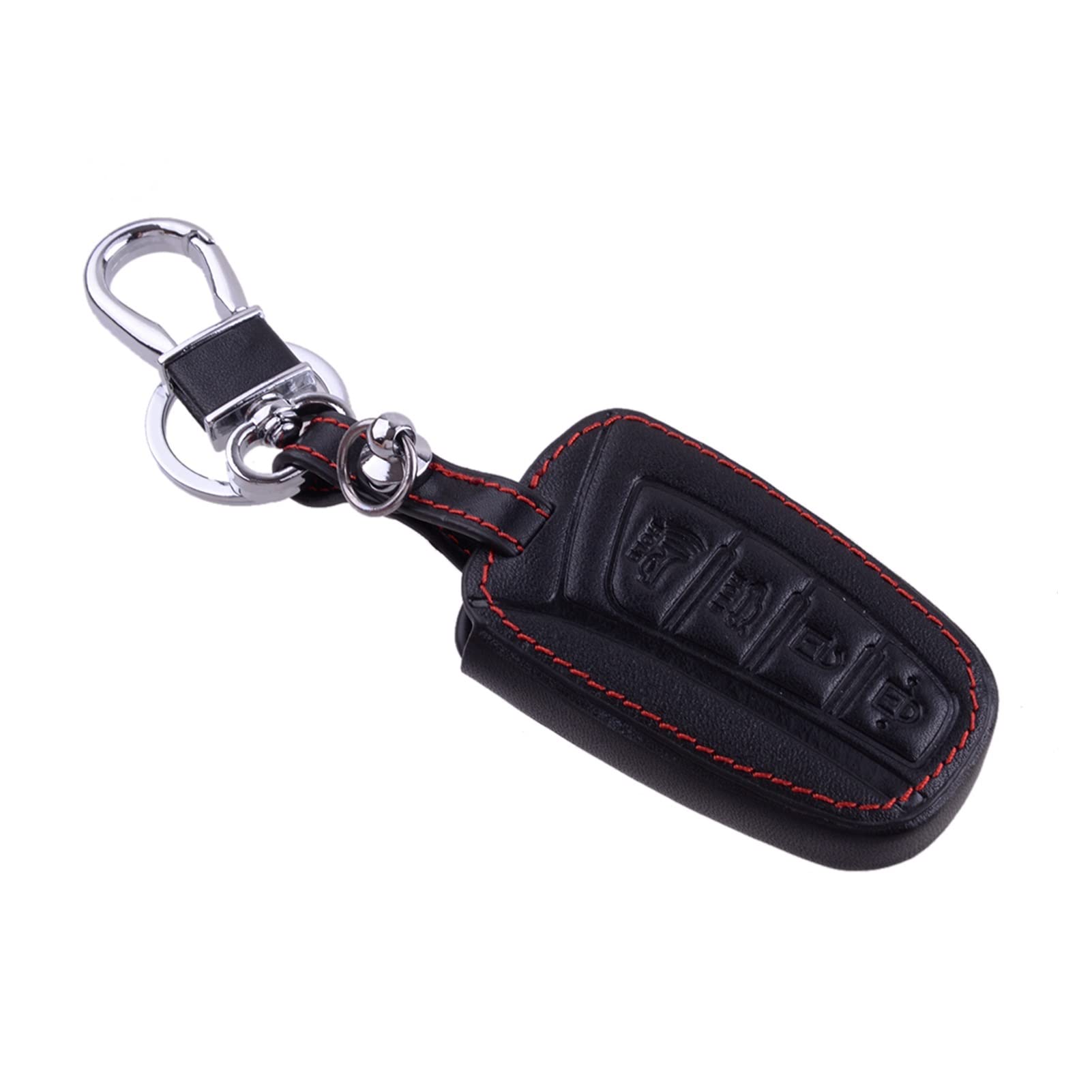 SUSQVHVCK Auto schwarz Pu. Leder 4 Button Smart Remote Key FOB Cover Case Taschenkette Kompatibel for Hyundai kompatibel for Tucson kompatibel for Sonate for Azera kompatibel Schlüsseletui von SUSQVHVCK