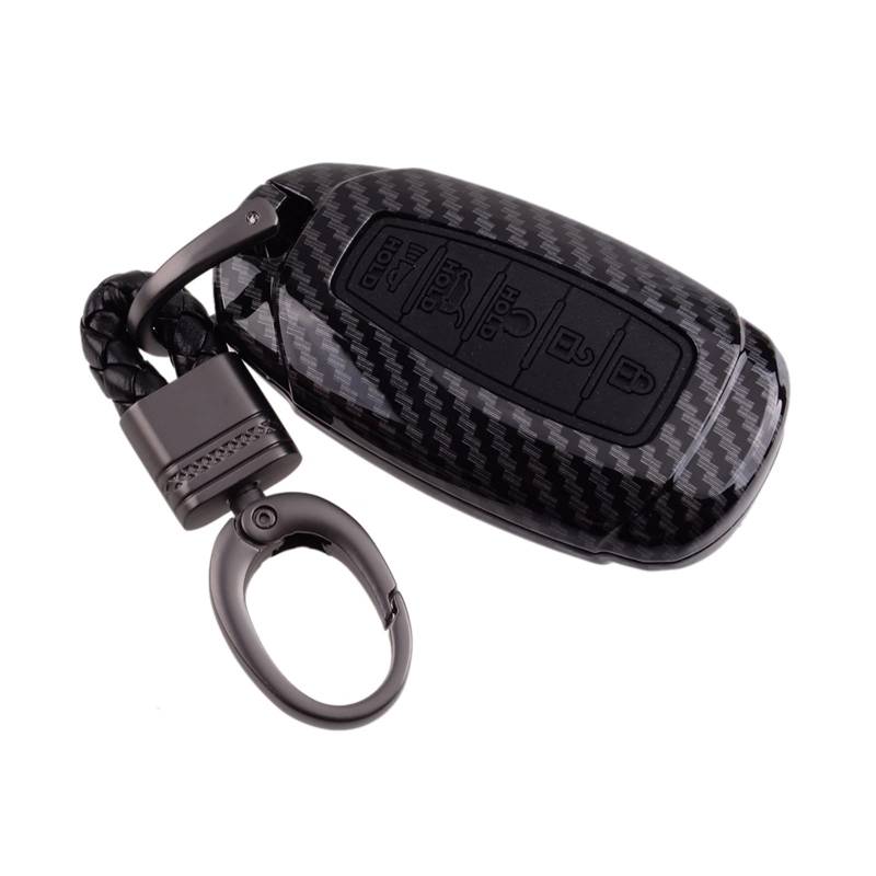 SUSQVHVCK Carbon Fiber Art Auto Remote Key FOB Cover Case Shell for Kette 5 Button Kompatibel for Hyundai kompatibel for Palisade kompatibel for Elantra 2021 2020 2019 2018 Schlüsseletui von SUSQVHVCK