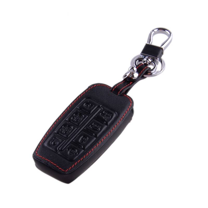 SUSQVHVCK Schwarzes Leder 8 Tasten Remote Key Case Cover FOB for Keychain Zubehör Kompatibel for Hyundai Kompatibel for Genesis G80 2020 2021 Schlüsseletui von SUSQVHVCK