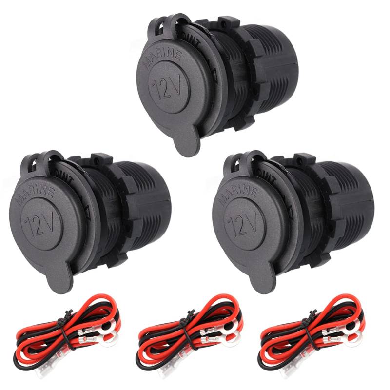 SUSSURRO 3 Stück Auto Zigarettenanzünder Steckdose Wasserdicht Marine Grade Auto Zigarettenanzünder Adapter für 12V/24V DC Auto Boot Motorrad mit 0,6m Anschlusskabel von SUSSURRO