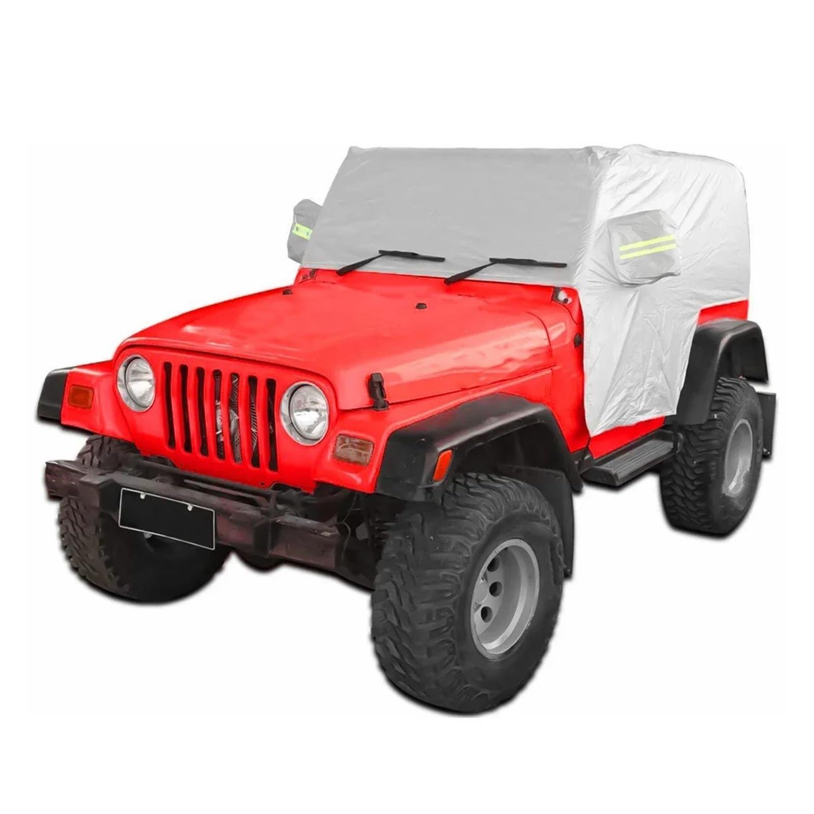 SUTVCM Für Jeep Für Wrangler TJ 2-Türer 4-Türer wasserdichte Halbgarage Sonnenschutz Staubschutzabdeckung Autoabdeckung(2 Door) von SUTVCM