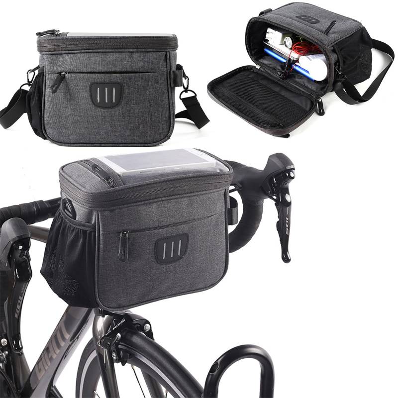 SUpoetry Lenkertasche Fahrrad, Lenkertaschen, Fahrradkorb vorne Tasche, 5L, Lenkertasche Wasserdicht, mit ouchscreen Vorne Fahrradtasche und Abnehmbarem Schultergurt von SUpoetry