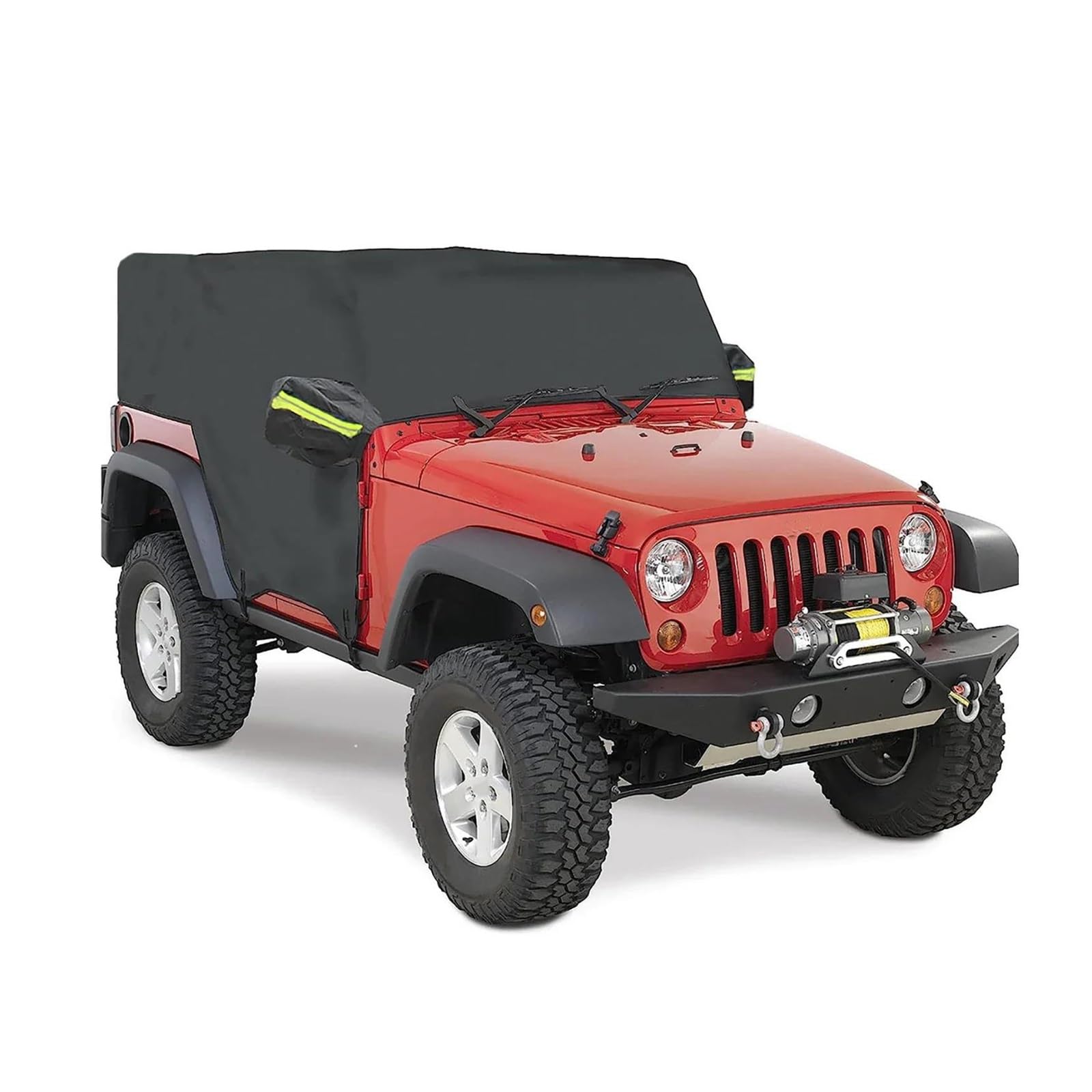 Für Jeep Für Wrangler JK JL 2007-2021 Hardtop 2 4 Türen Autoschutzhülle Wasserdichter Sonnenschutz 210D Autoabdeckung(Schwarz,2 Door) von SVTSTRQE